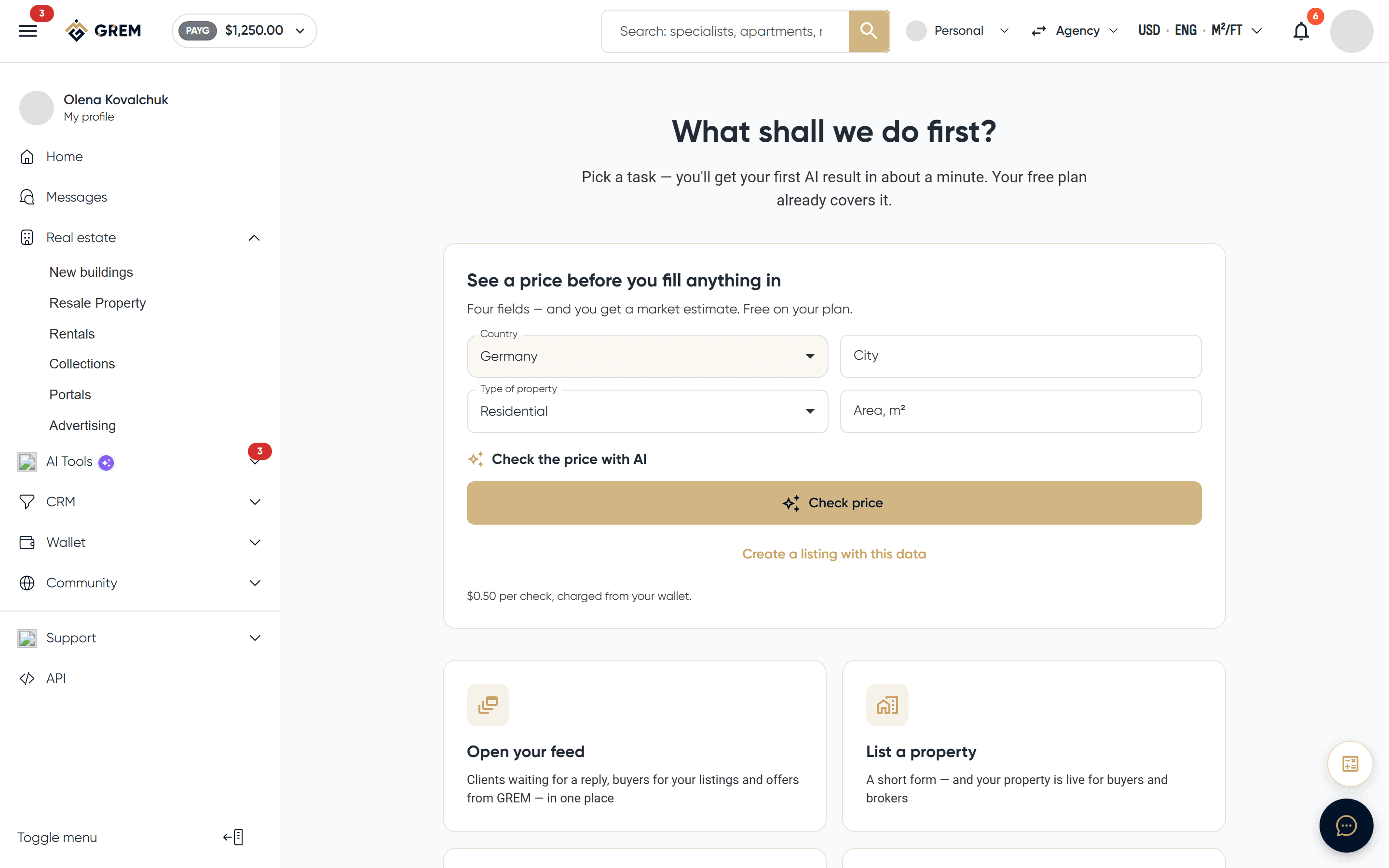 Account setup checklist with progress