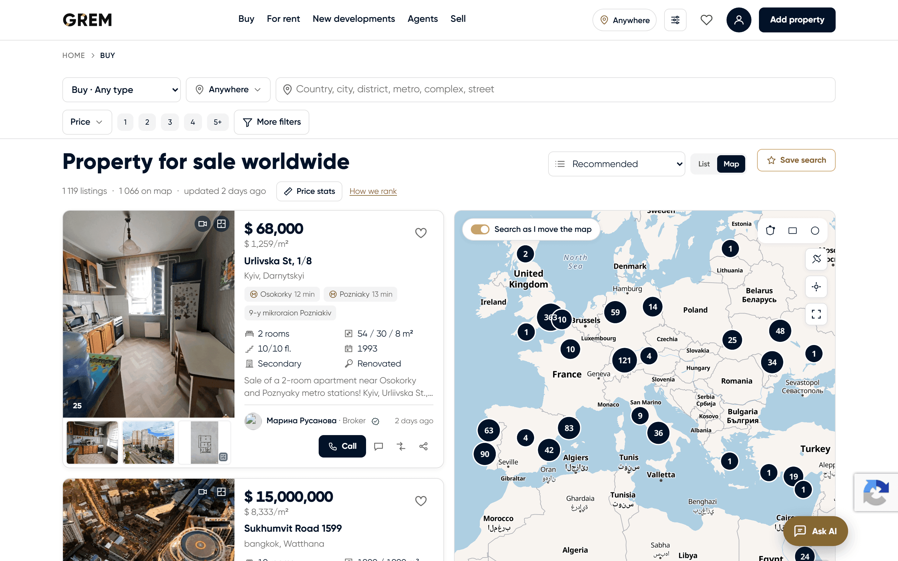 Public marketplace listing search