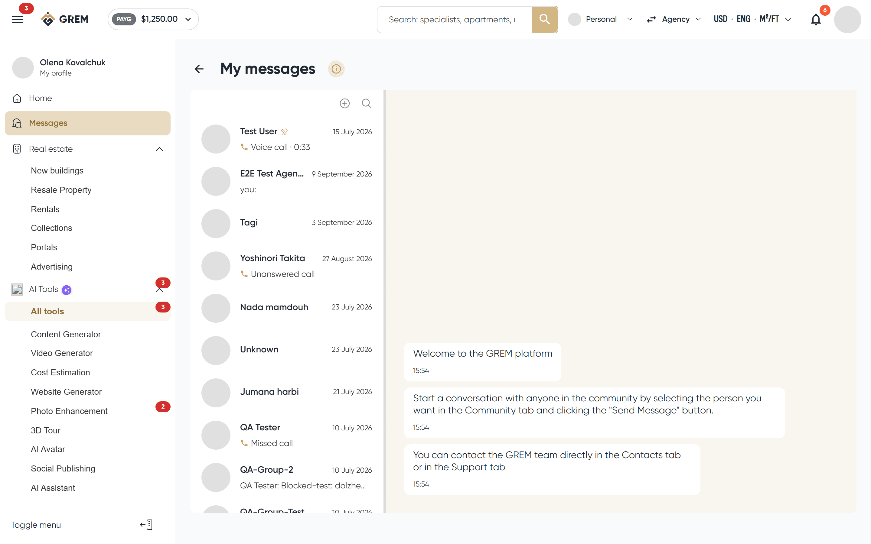 Messenger chat list