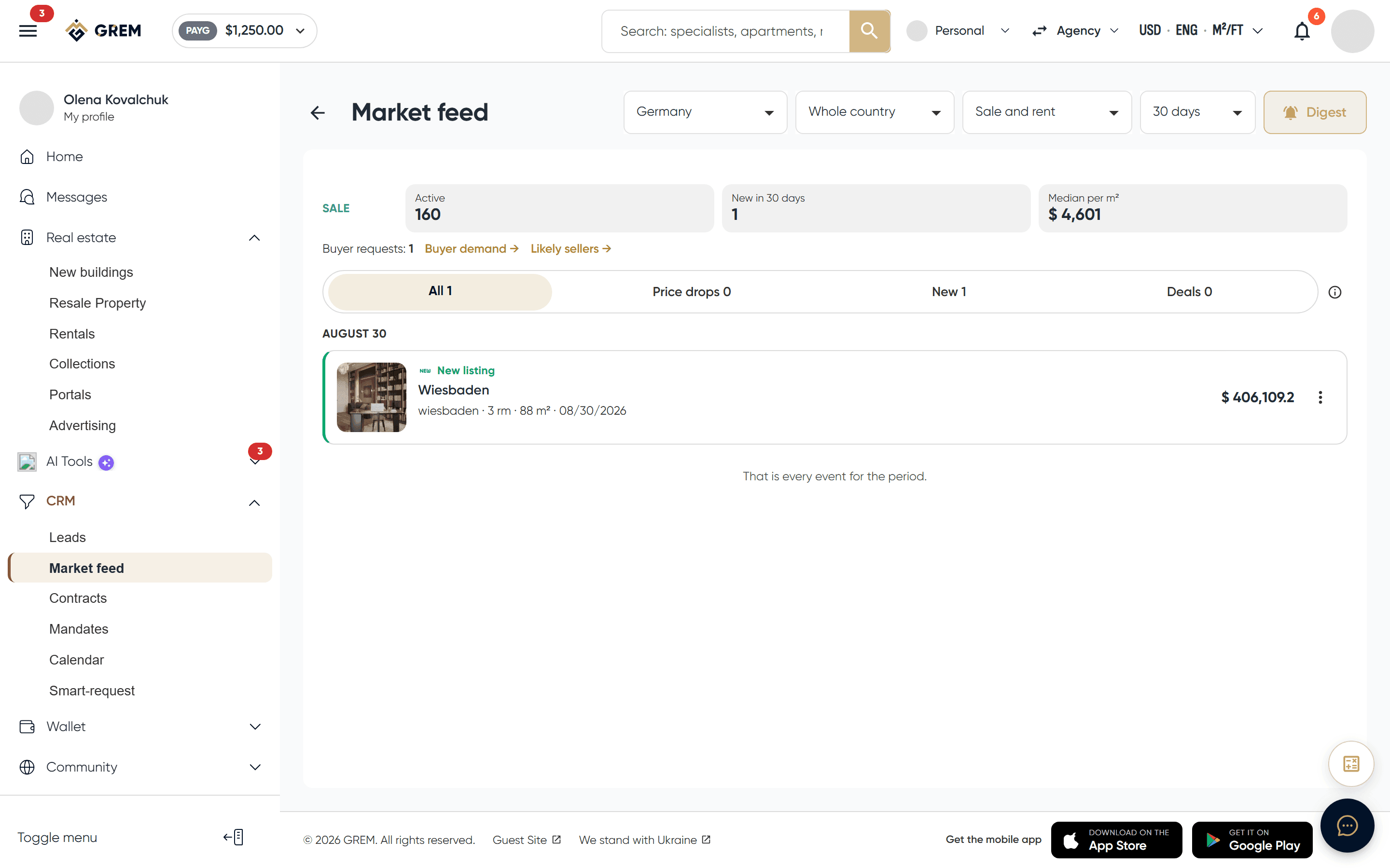 The market feed: tabs, pulse and event cards
