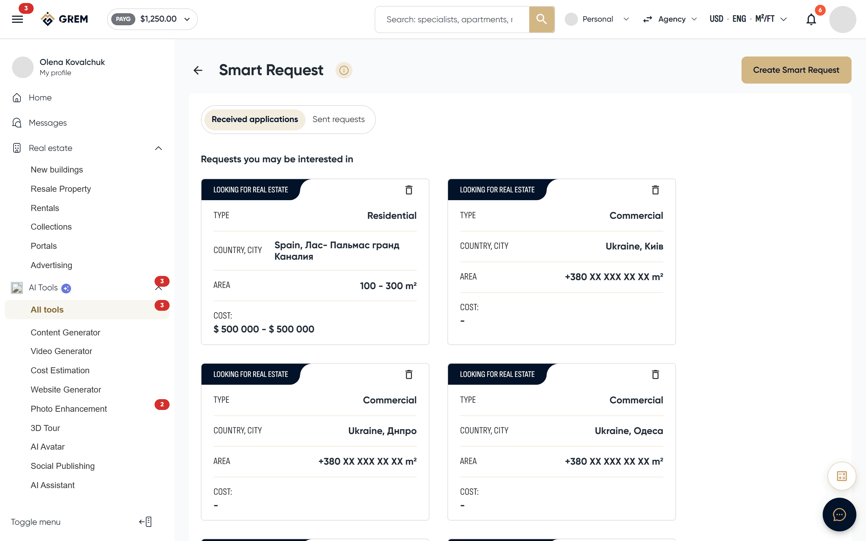 Smart property request list