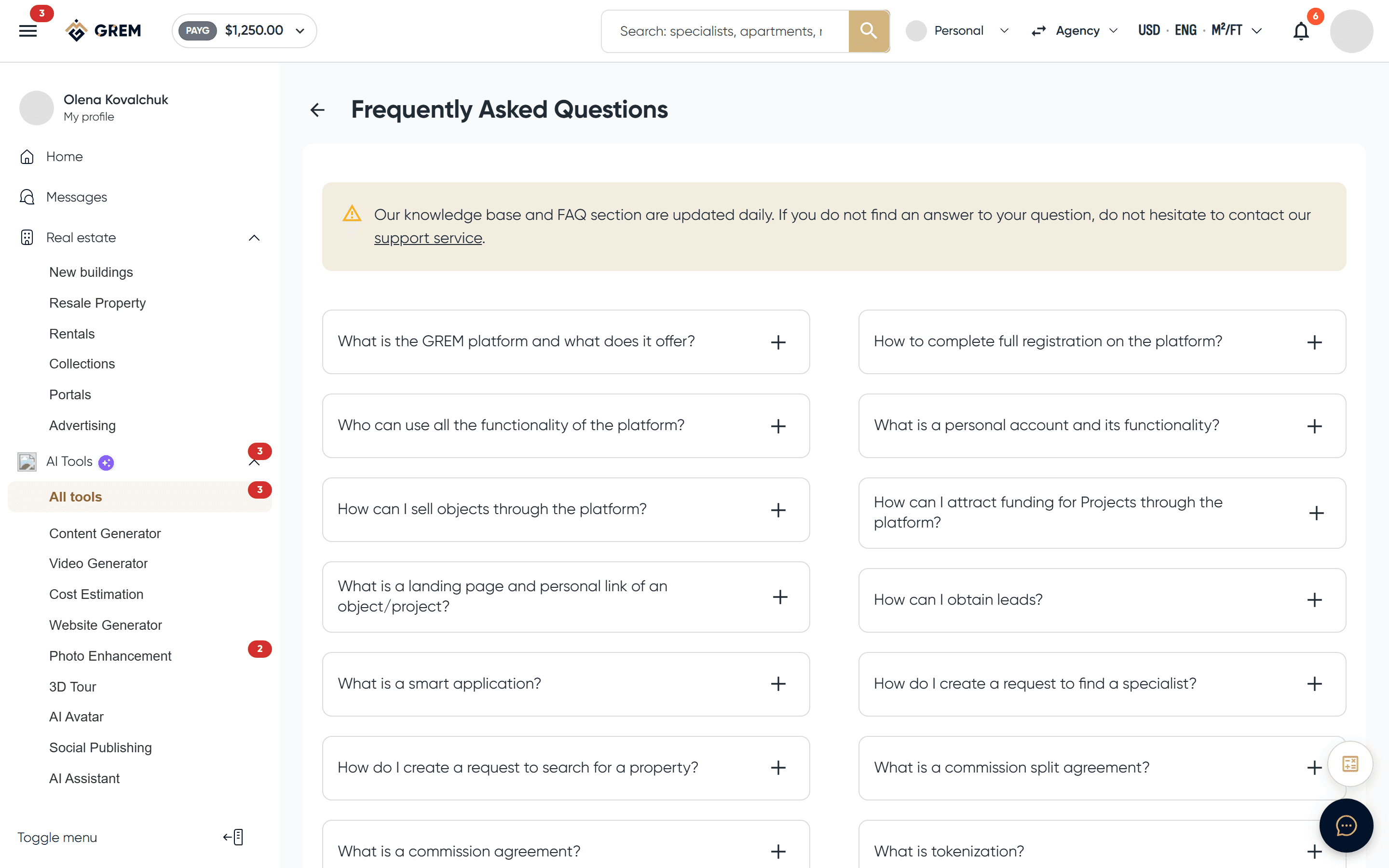 Frequently asked questions page