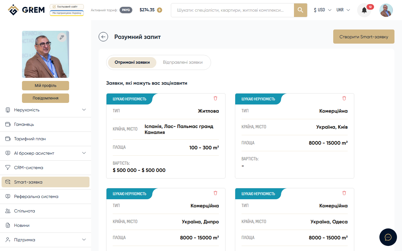 Список розумних запитів на нерухомість